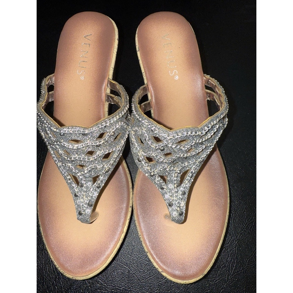 Venus Silver Embellished Wedges